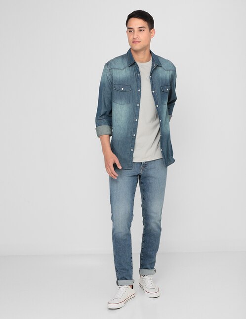 Jean Slim Droit American Eagle - Taille 30 X 32, Délavé Noir - Occasion Très Bon état
