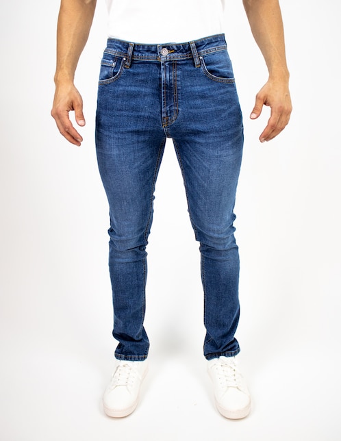 Jeans straight lavado deslavado para hombre 1
