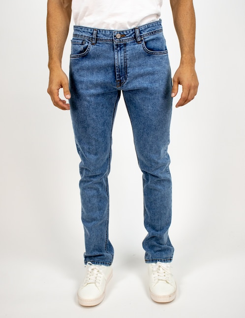 Jeans straigt deslavado para hombre 1