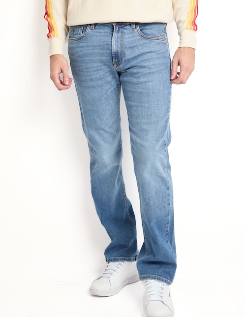 Jeans straight lavado stone wash para hombre 1