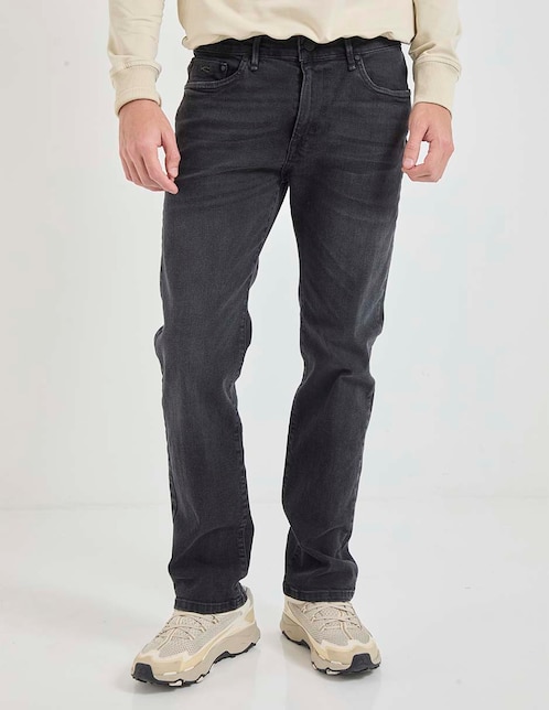 Jeans straight lavado stone wash para hombre
