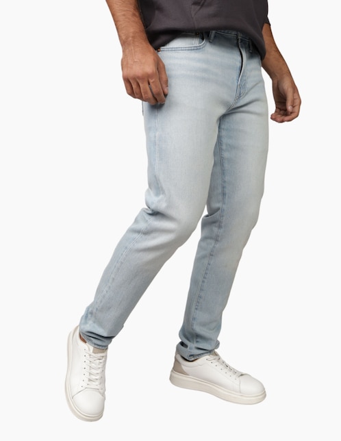 Jeans skinny lavado claro para hombre 4