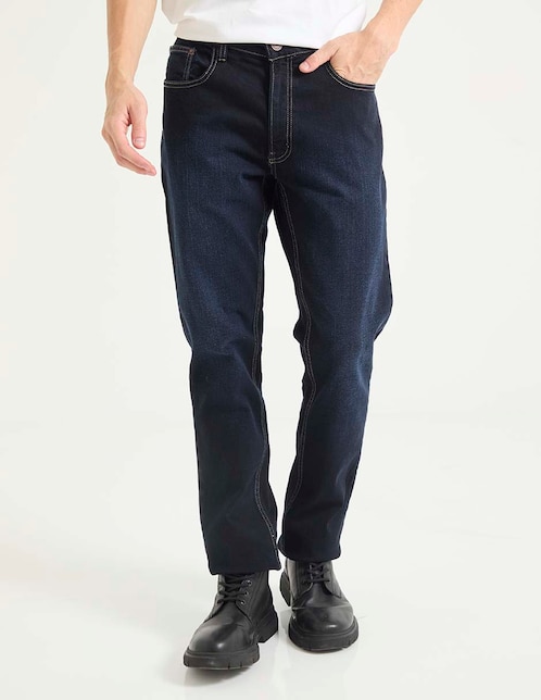 Jeans straight lavado obscuro para hombre 1