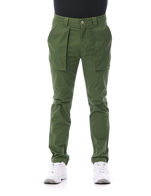 Pantalón chino regular de gabardina para hombre 1