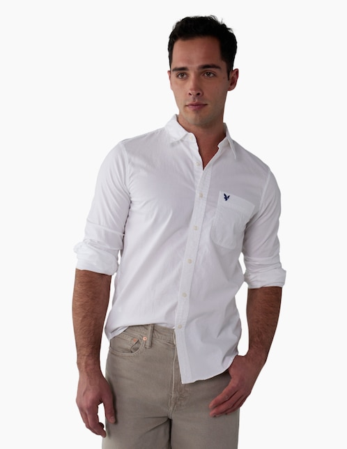 Camisa casual American Eagle de algodón manga larga para hombre