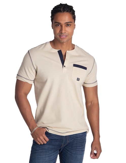 Playera cuello henley para hombre 1