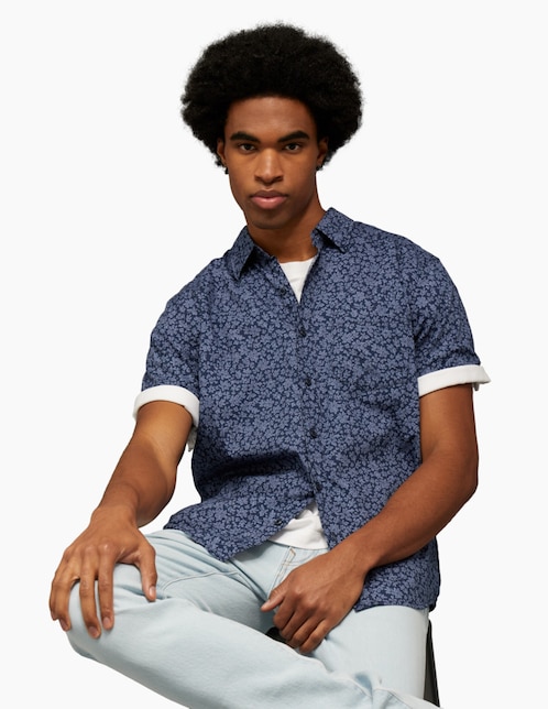 Camisa casual American Eagle de algodón manga corta para hombre