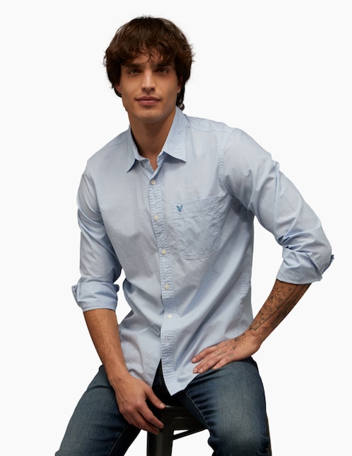 Camisa casual American Eagle de algodón manga larga para hombre
