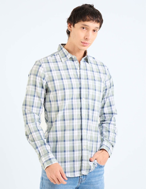 Camia casual American Eagle de algodón manga larga para hombre
