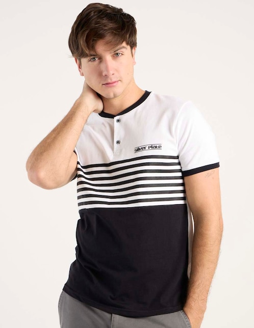 Playera cuello henley para hombre 1