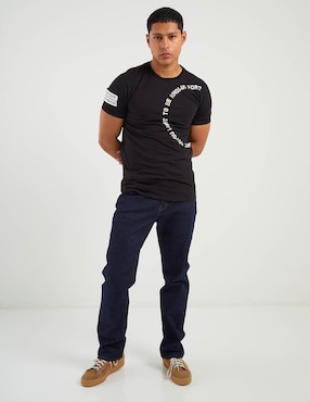 Jeans straight Oggi lavado obscuro para hombre