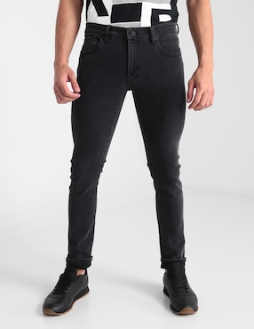 Jeans Skinny Silver Plate Lavado Obscuro Para Hombre