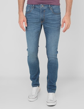 Jeans Super Skinny Silver Plate Lavado Stone Wash Para Hombre