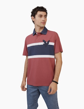 Playera Tipo Polo American Eagle 3769 Rugby Colorblock Para Hombre