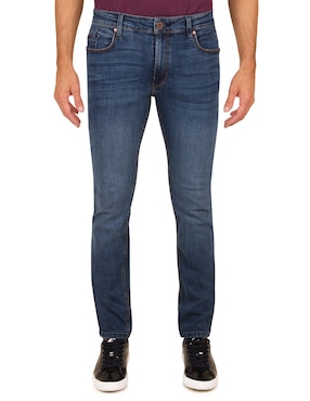 Jeans Skinny Silver Plate Deslavado Para Hombre