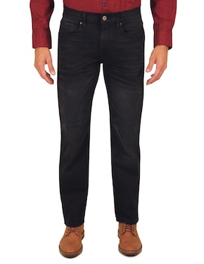 Jeans Straight Silver Plate Lavado Oscuro Para Hombre