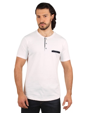 Playera Silver Plate Cuello Henley Para Hombre