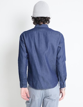 Camisa casual Silver Plate de algodón manga larga para hombre