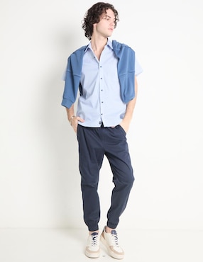 Camisa casual Silver Plate de algodón manga corta para hombre