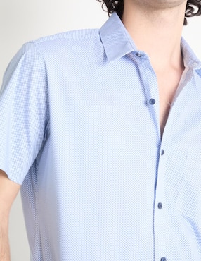 Camisa casual Silver Plate de algodón manga corta para hombre