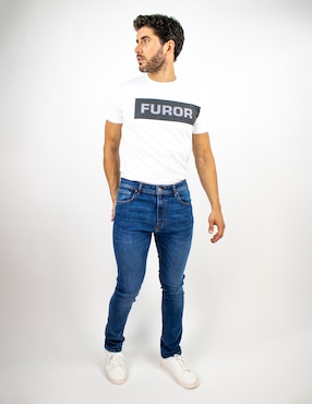 Jeans straight Furor lavado deslavado para hombre