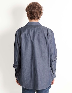 Sobrecamisa casual Silver Plate de mezclilla manga larga para hombre