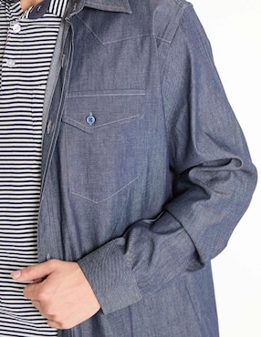 Sobrecamisa casual Silver Plate de mezclilla manga larga para hombre