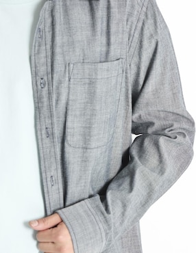 Camisa casual Silver Plate de algodón manga larga para hombre
