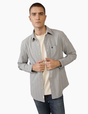 Camisa casual American Eagle de algodón manga larga para hombre