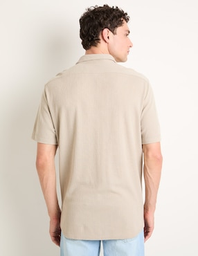 Camisa casual Silver Plate de algodón manga corta para hombre