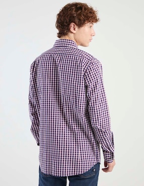 Camisa casual Silver Plate de algodón manga larga para hombre
