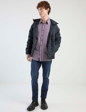 Camisa casual Silver Plate de algodón manga larga para hombre