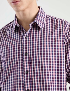 Camisa casual Silver Plate de algodón manga larga para hombre
