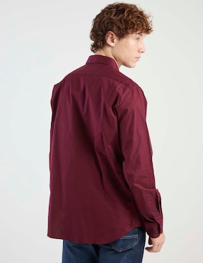 Camisa casual Silver Plate de algodón manga larga para hombre
