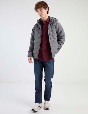 Camisa casual Silver Plate de algodón manga larga para hombre