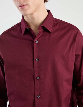 Camisa casual Silver Plate de algodón manga larga para hombre