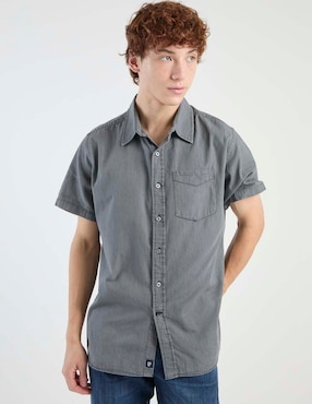Camisa casual Silver Plate de algodón manga corta para hombre