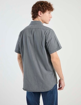 Camisa casual Silver Plate de algodón manga corta para hombre