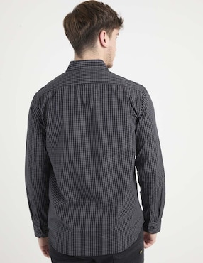 Camisa casual Silver Plate de algodón manga larga para hombre