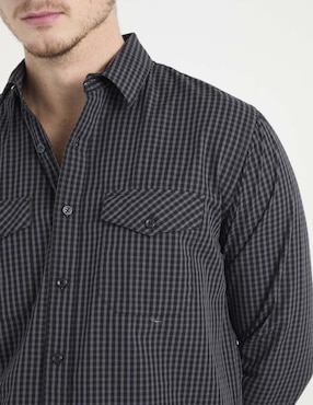 Camisa casual Silver Plate de algodón manga larga para hombre