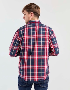 Camisa casual Silver Plate de algodón manga larga para hombre