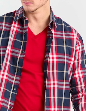 Camisa casual Silver Plate de algodón manga larga para hombre