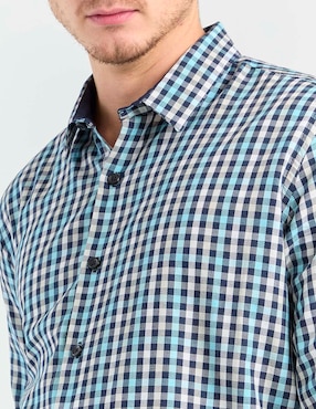 Camisa casual Silver Plate de algodón manga larga para hombre