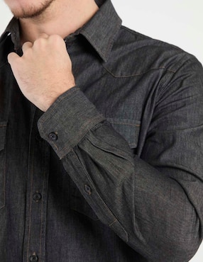Camisa casual Silver Plate de algodón manga larga para hombre