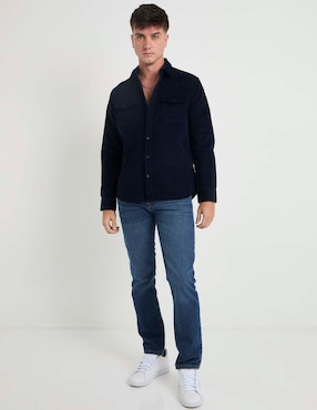 Camisa casual Silver Plate de algodón manga larga para hombre