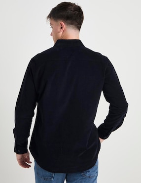 Camisa casual Silver Plate de algodón manga larga para hombre