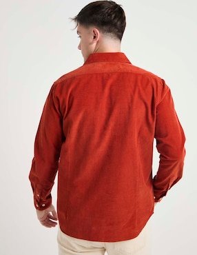 Camisa casual Silver Plate de algodón manga larga para hombre