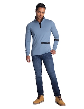 Playera manga larga Silver Plate cuello alto para hombre