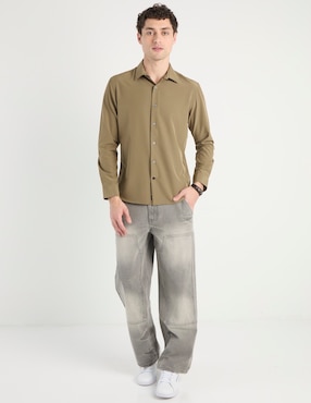 Camisa casual Silver Plate manga larga para hombre
