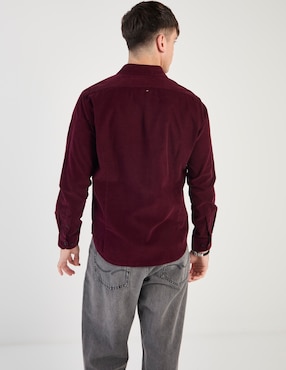 Camisa casual Silver Plate de pana manga larga para hombre